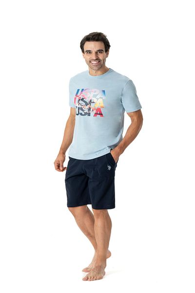 U.S. Polo Assn. Πιτζάμες US Polo Assn18779 Ανδρικά σορτς με κοντό μανίκι στρογγυλή λαιμόκοψη-μπλε