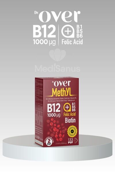 Dr over B12 Plus, Methylcobalamin, Biotin, Folik Asit, Vitamin B1, B5, B6 Içeren Tak. Edici Gıda Sprey 20 ml