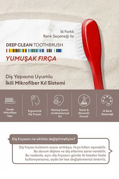 Kundal Antibacterial Toothbrush - Soft (Soft) Deep Clean Toothbrush Soft Type 16 (Set)