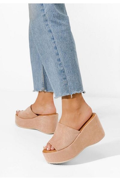 B T Shoes Papuci cu platformă Belona bej