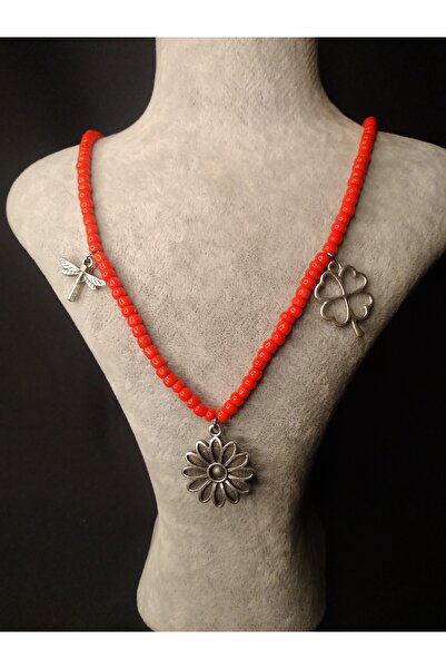 makadi اليدوية قلادة الحظ مطرز الأحمر