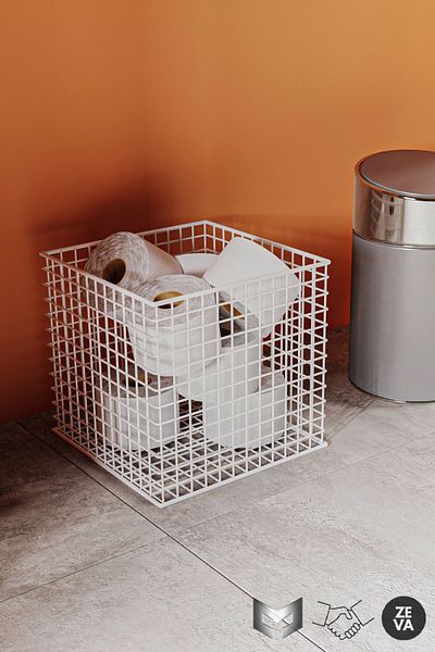 Zeva Tasarım Kozan White Minimalist Metal Wire Basket |   Decorative and Multipurpose Storage Solution