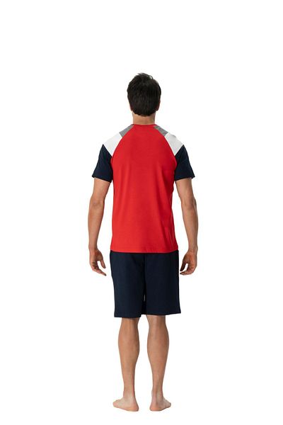 U.S. Polo Assn. US Polo Assn18763 Men's Round Neck Short Sleeve Shorts Pajama Set-Red