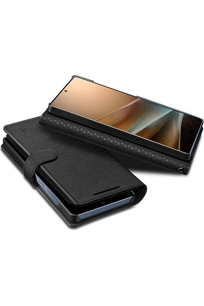 Spigen Wallet S for Samsung Galaxy S25 ULTRA case cover folio (2025) [7 Cards + Cash] - Black