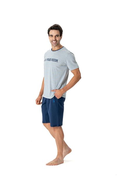 U.S. Polo Assn. US Polo Assn18773 pánské pohodlné domácí oblečení s krátkým rukávem a šortkami-modrá