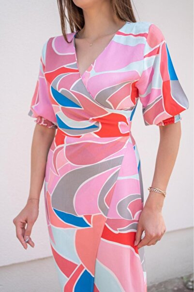 TUA MODA Tua Moda Fuchsia Print Split Dress
