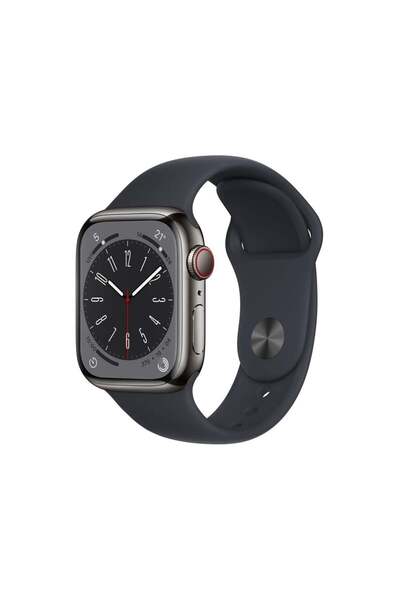Apple Watch Seri 8 45mm (GPS + Cellular) Paslanmaz Çelik Kasa Grafit MNKU3TU/...