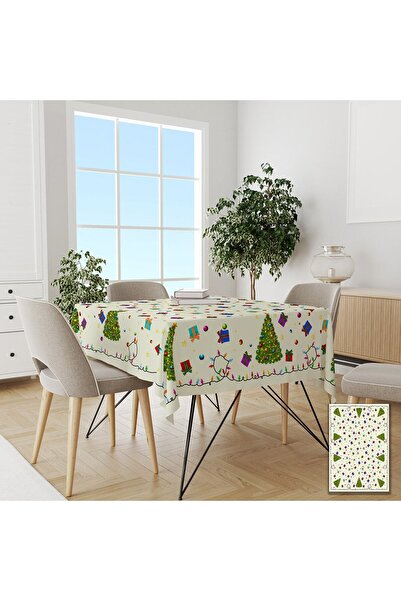 yok yok evim eve dair her şey مفرش طاولة أرضية كريمي للعام الجديد