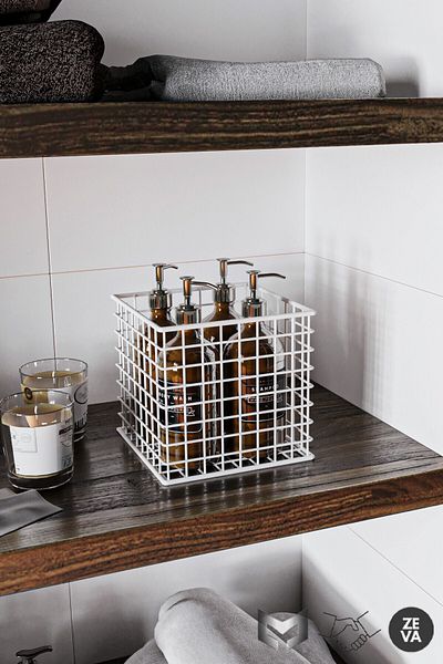 Zeva Tasarım Kanta White Metal Wire Decorative Basket Small Size 16X16X16 cm Multi-Purpose Storage Basket