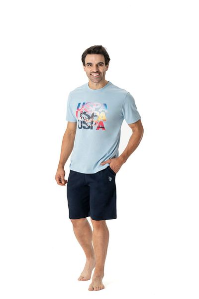 U.S. Polo Assn. Πιτζάμες US Polo Assn18779 Ανδρικά σορτς με κοντό μανίκι στρογγυλή λαιμόκοψη-μπλε