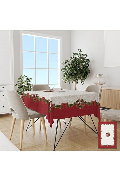 yok yok evim eve dair her şey Christmas Red Leaf Motif Tablecloth
