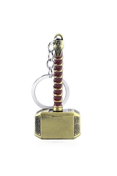 Miniso سلسلة مفاتيح معدنية على شكل مطرقة ثور 04، سلسلة مفاتيح فيلم، حامل مفاتيح دعائم تنكرية لمحبي الحقائب والزينة، قلادة سيارة