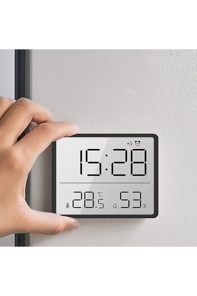 Alsamkapsam Mıknatıslı LCD Dijital Ekran 9x7 cm Pilli Mini Saat Alarm Saat Ne...