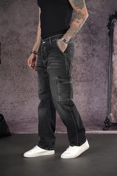king brich Ανδρικό τζιν παντελόνι Baggy Fit Pocket