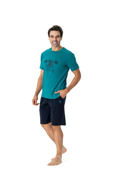 U.S. Polo Assn. Σετ πυτζάμες US Polo Assn18775, στρογγυλή λαιμόκοψη, κοντό μανίκι σορτς-πράσινο