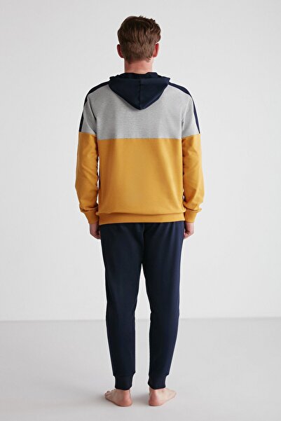 U.S. Polo Assn. 18714 Erkek Sarı Kapşonlu Uzun Kollu Pijama Takımı