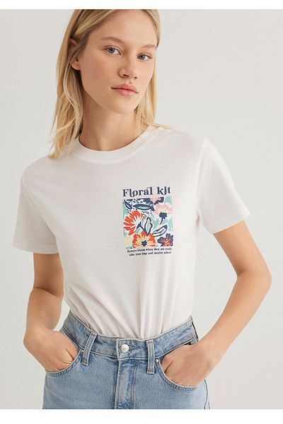 Mavi Flower Printed Semi Slim Fit Women's T-Shirt