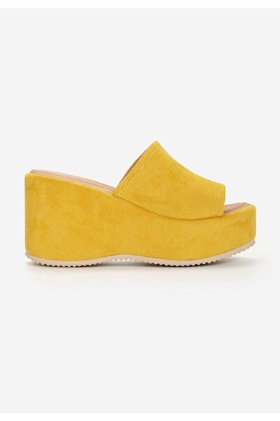 B T Shoes Belona yellow platform slippers