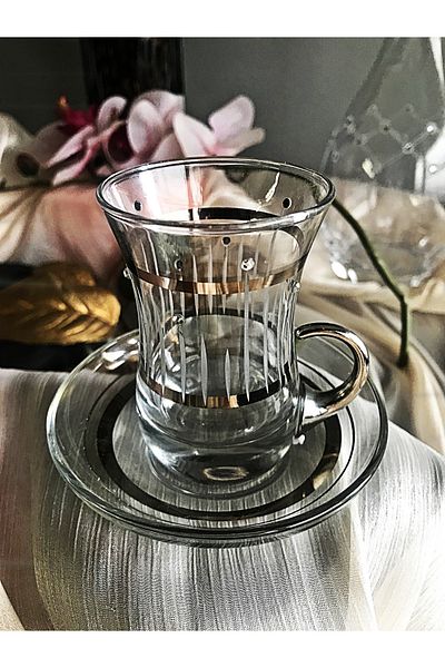 Paşabahçe 62561 12 Piece Tea Set with Thick Patterned Base 100 Cc