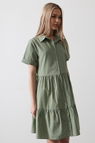 modamtn Φόρεμα με κοντό μανίκι eyesof - Χακί