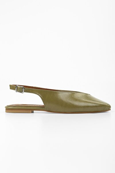 Shoeberry Női Noya olajzöld bőrű balerinák