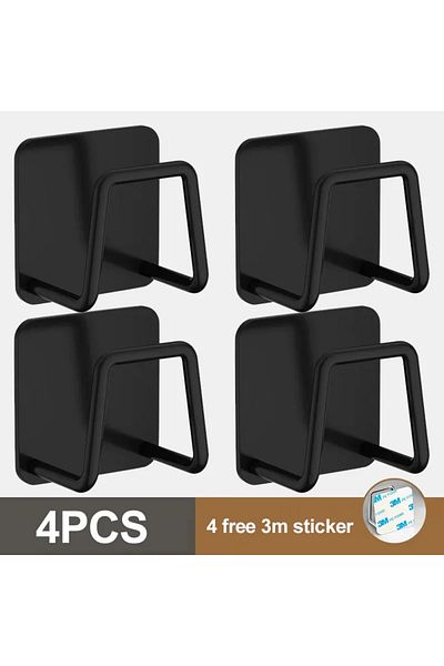 Choice Black-4PCS Kitchen Sponges Holder Stainless Steel Sink Sponges Drain Drying Rack Self Adhesive Stora