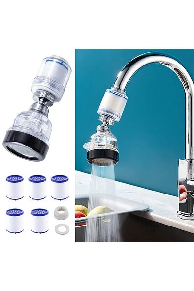COOYA Faucet filter with 5 filter elements, 360 ° rotation，Adjustable Three Modes