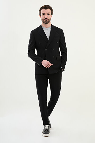 Mcr Patterned Slim Fit Wide Collar Seersucker Men's Jacket Black - 41431.25Y