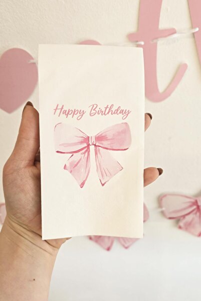 PEKSHOP Kurdele Fiyonk Konsept Baskılı Doğum Günü Peçetesi 20li