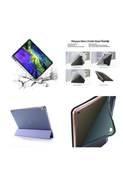 UnDePlus iPad Air 11inç M4/M3/M2 Air 4/5.nesil 10.9 Uyumlu Kılıf Kalem Şarj Bölmeli Case Lila