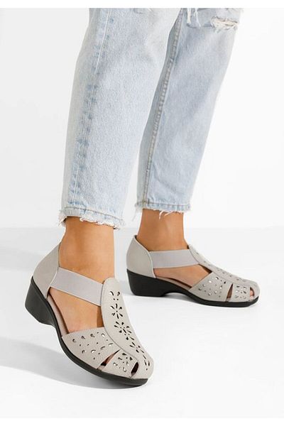 B T Shoes Melona grey low heel sandals