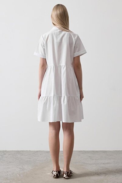 TUA MODA Tua Moda Short Sleeve Button Dress - White