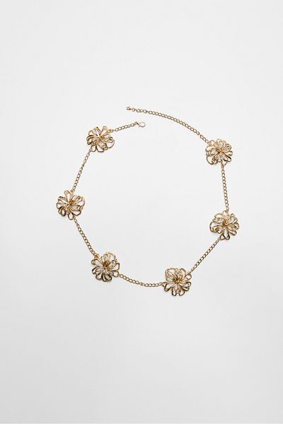 Stradivarius Floral metal belt
