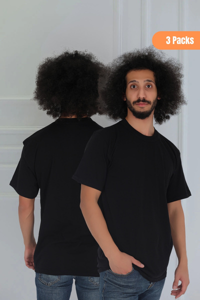 CENNETOĞLU Men's 3-Piece Slim Fit Zero Collar Undershirt T-shirt