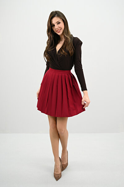 Koza Butik Fusta plisată cu talie înaltă pentru femei 6316-25