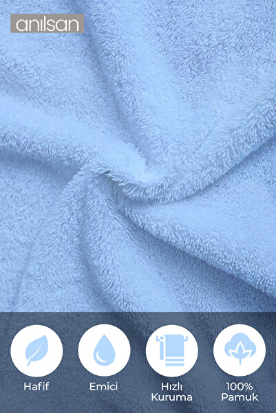 Anılsan Set de 6 prosoape de mână grecești albastre - 50x90 cm, 225 gr, 100% bumbac, prosoape spa și hotel, potrivite pentru uz zilnic