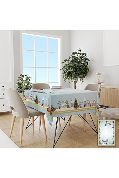 Pusula Home Brad de pin și case cu tematică de Crăciun Față de masă rezistent...