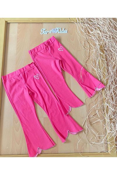 EBRU ÖZÖRGÜCÜ Girl's Heart Spanish Leg Pink Pants