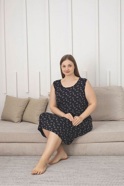 Asel Large Size Lycra Combed Cotton Nightgown