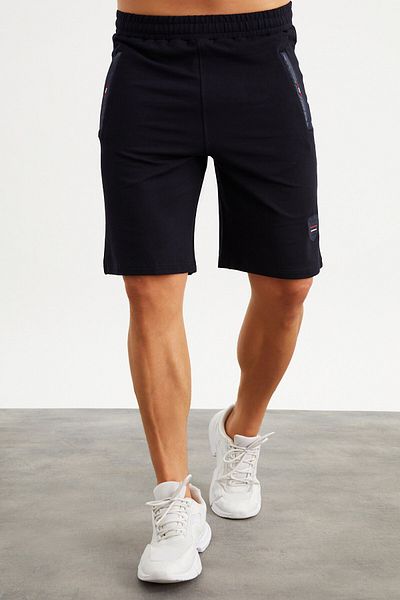 MYSPORT 201759   Ανδρικό σορτς Navy Blue με λεπτομέρεια κεντήματος τσέπης