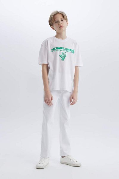 DeFacto Νέα σεζόν Αγόρια Oversize Φαρδύ μπλουζάκι με στάμπα με κοντό μανίκι