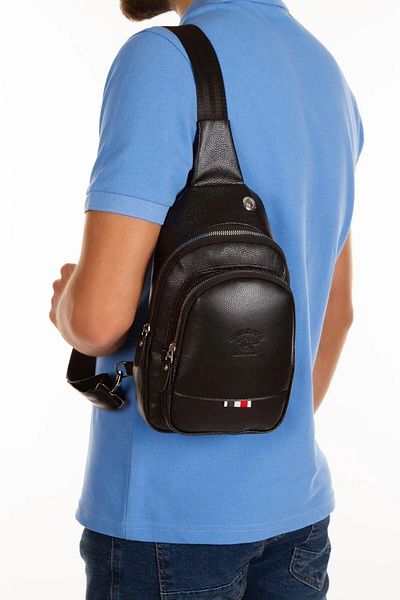 Torz Black Unisex Faux Leather Bag with USB Headphone Outlet Bodybag Chest and Shoulder Bag