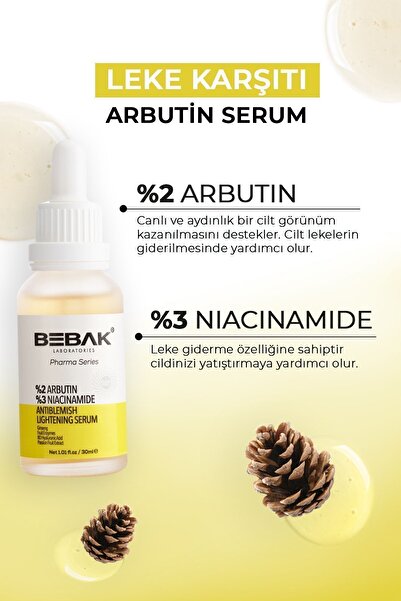 Bebak Pharma Cilt Tonu Eşitleyici, Aydınlatıcı Arbutin Serumu %2 Arbutin %3 Niacinamide Serum 30ml
