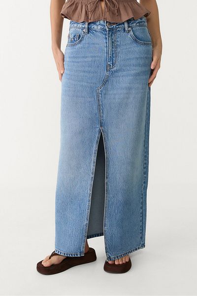 Stradivarius D70 flowing denim midi skirt