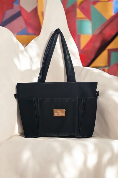 Classbag Geantă neagră de umăr și crossbody cu mai multe compartimente pentru femei