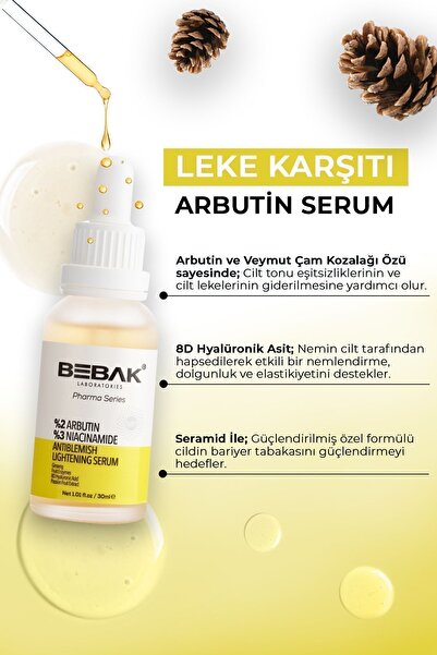 Bebak Pharma Cilt Tonu Eşitleyici, Aydınlatıcı Arbutin Serumu %2 Arbutin %3 Niacinamide Serum 30ml