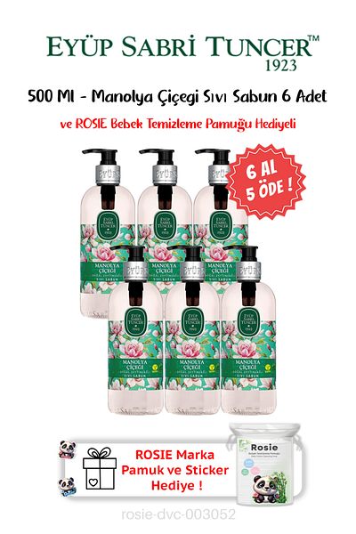 Eyüp Sabri Tuncer Magnolia Flower Buy 6 Get 5 Liquid Soap 500 ml and Rosie Gift
