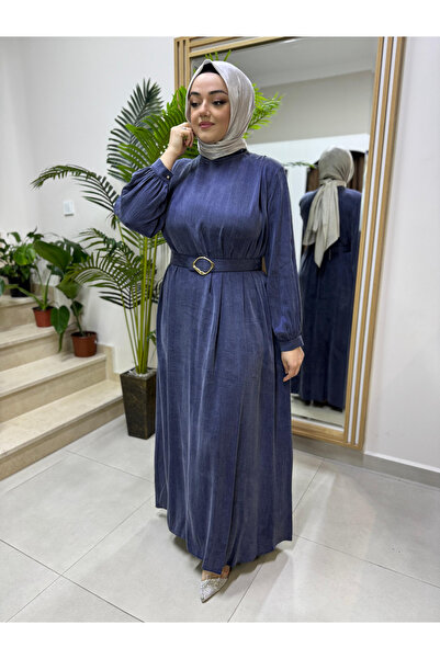 Puane İPEK KUPRA MAVİ ELBİSE