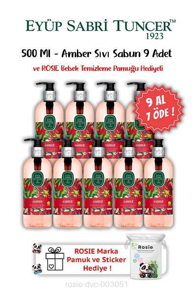 Eyüp Sabri Tuncer Amber Liquid Soap Buy 9 Get 7 500 ml and Rosie Gift