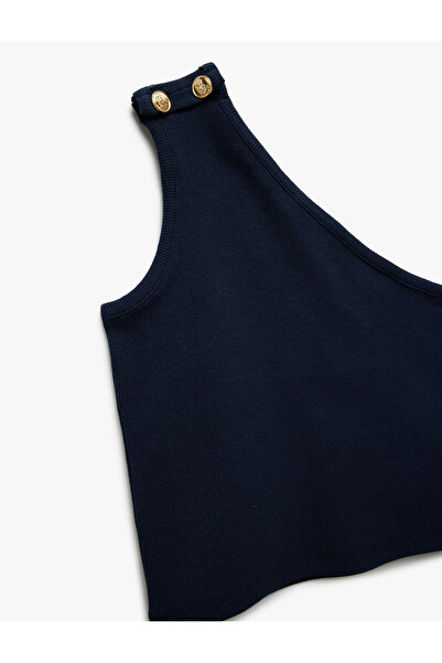 Koton Pamuklu Tek Omuzlu Düğme Detaylı Crop Atlet